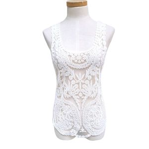 painted threads White Sheer Lace Tank Top
